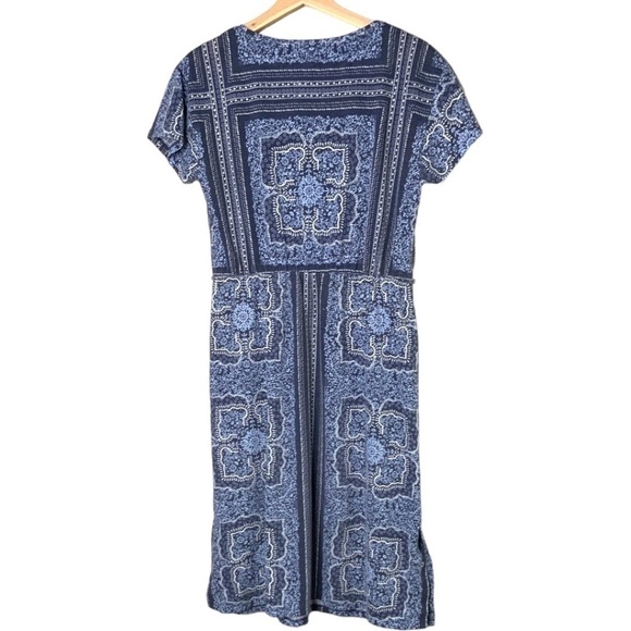 WHITE STUFF Blue Tile Indian Summer Dress  Poly / Linen Blend (No Belt) US Sz 6 - Picture 5 of 13